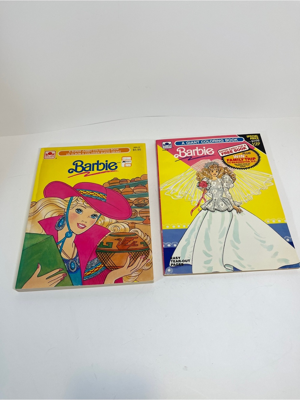 Unused Vintage 1990 Barbie Doll Coloring Book Lot Golden Giant Jumbo 90s New